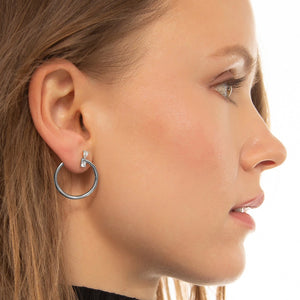 STERLING SILVER LARGE GALAXY WRAP HOOP EARRINGS WITH WHITE SAPPHIRES