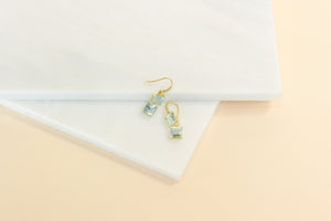 Double Aquamarine and Diamond Earrings