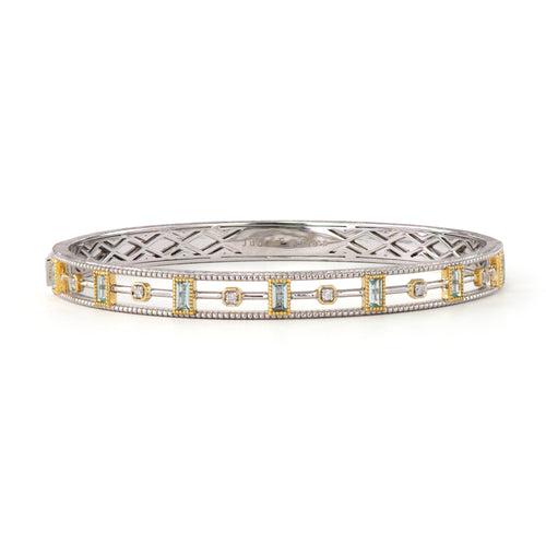 Mixed Metal Sky Blue Topaz Bangle