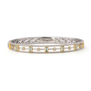 Mixed Metal Sky Blue Topaz Bangle