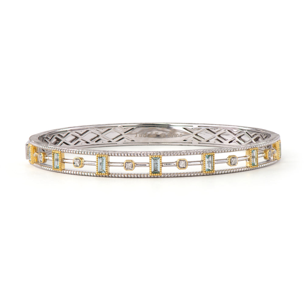 Mixed Metal Sky Blue Topaz Bangle