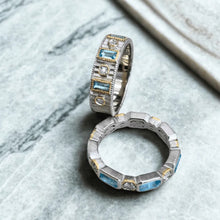 Load image into Gallery viewer, Mixed Metal Swiss Blue Topaz Band