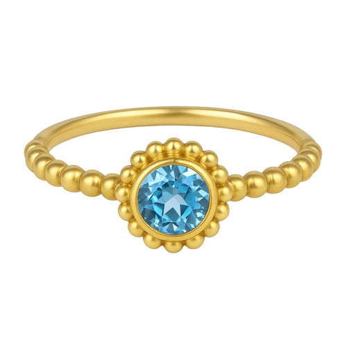 Blue Topaz 14kt Beaded Ring