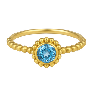 Blue Topaz 14kt Beaded Ring