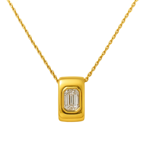 Emerald Cut Slide Pendant Necklace