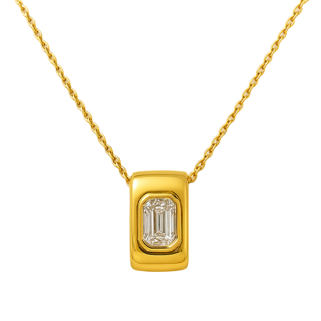 Emerald Cut Slide Pendant Necklace