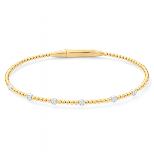 Beaded Diamond Station Flexi Bangle