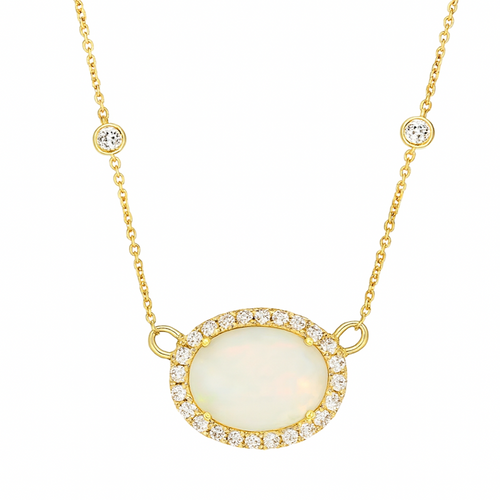 Opal Necklace with Diamond by the Yard Chain