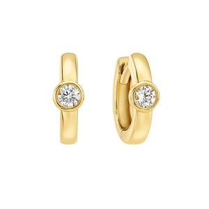 Bezel Set Round Diamond Hoops