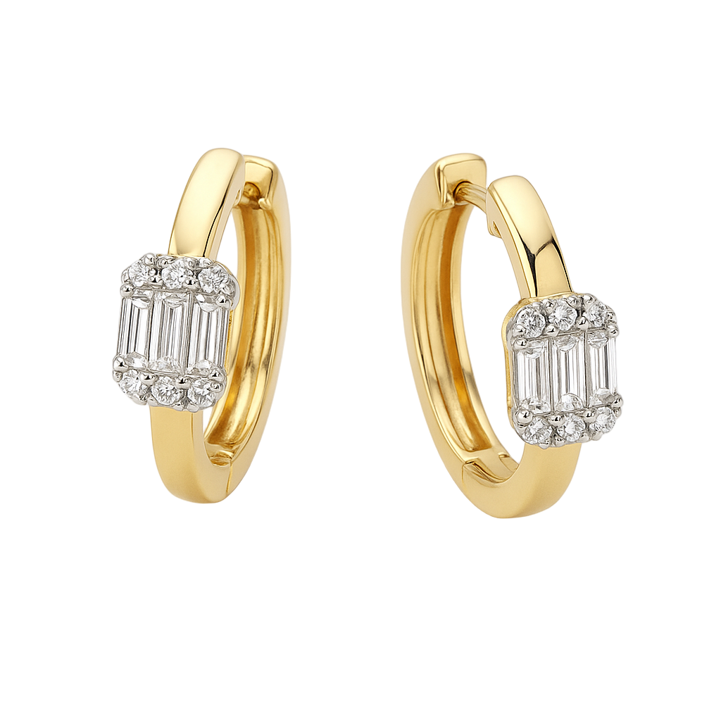 Emerald Cut Cluster Diamond Hoop