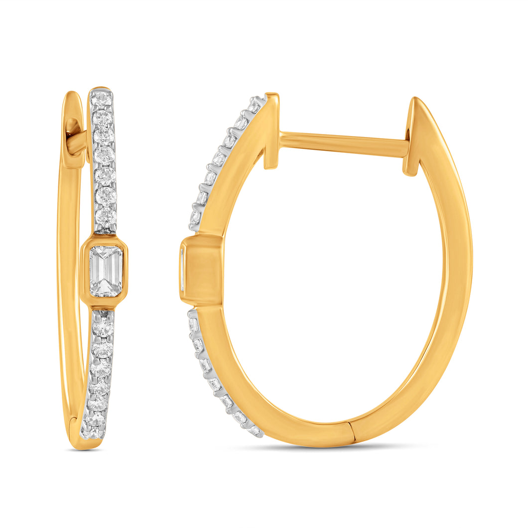 Diamond Hoop with Emerald Cut Station