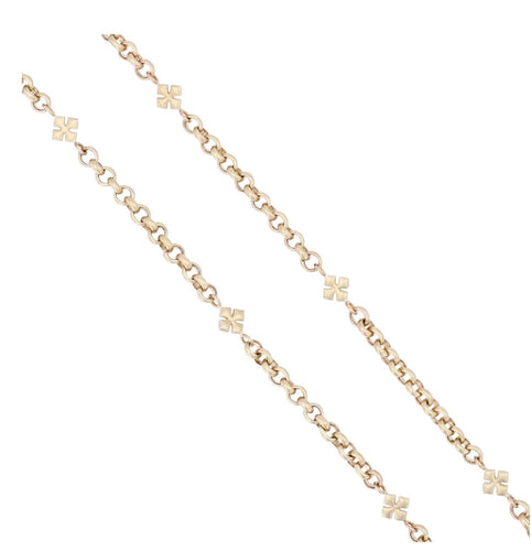 Solid Gold Rollo Chain with Cross Stations- 18