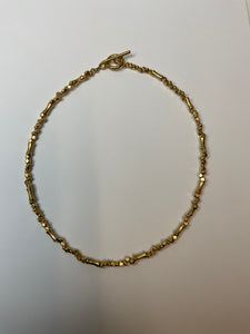 Gold Beaded Necklace, 16”