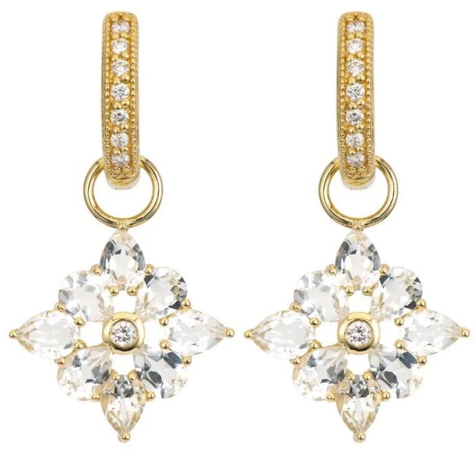 PROVENCE FOUR PETAL WHITE TOPAZ EARRING CHARMS