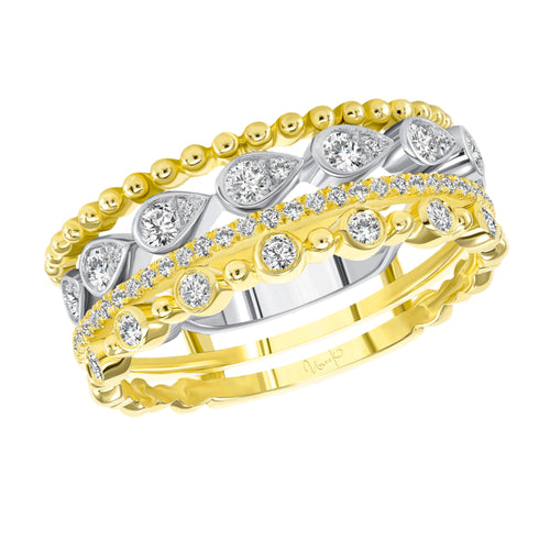 Stacked Ring Set with Natural Diamonds