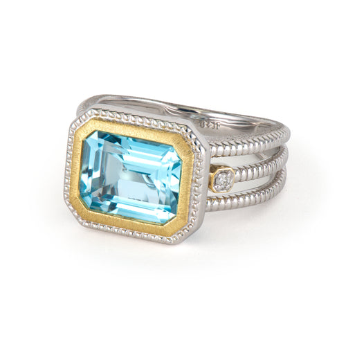 Mixed Metal Sky Blue Topaz Ring