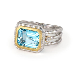 Mixed Metal Sky Blue Topaz Ring