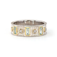 Load image into Gallery viewer, Mixed Metal Swiss Blue Topaz Band