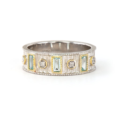 Mixed Metal Swiss Blue Topaz Band