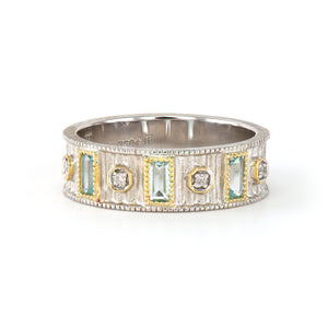 Mixed Metal Swiss Blue Topaz Band