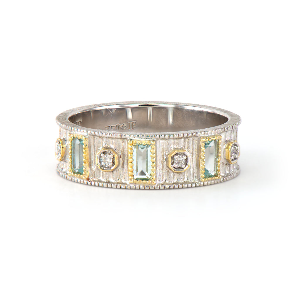 Mixed Metal Swiss Blue Topaz Band