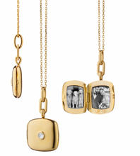 Load image into Gallery viewer, SLIM &quot;VIV&quot; GOLD LOCKET NECKLACE WITH DIAMOND