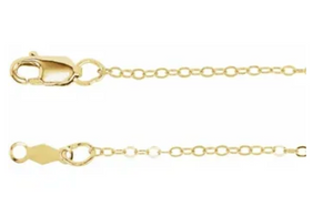 14K Yellow 1.3 mm Flat Cable 18" Chain