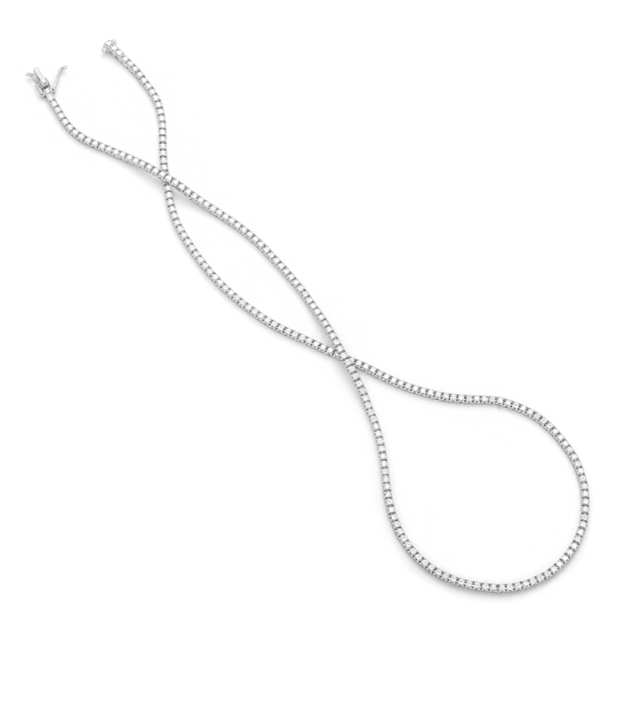 18 Inches Eternity Straight Line Tennis Necklace 3 Ctw H SI Dia