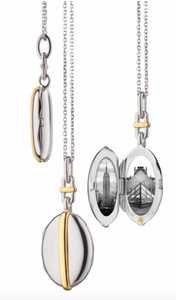 Slim Oval "Tess" Two-Tone Locket Necklace