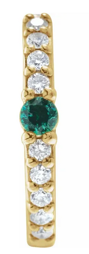 Emerald & 1/8 CTW Diamond Hoop Earring