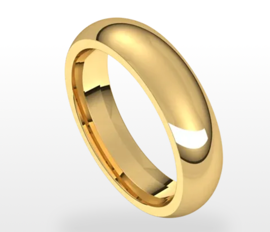 18K Yellow Standard Weight Comfort Fit Half Round Band