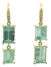 Load image into Gallery viewer, Double Aquamarine and Diamond Earrings