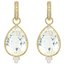 Load image into Gallery viewer, LARGE PEAR STONE EARRING CHARMS WITH DIAMOND TRIO