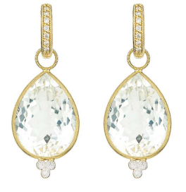 LARGE PEAR STONE EARRING CHARMS WITH DIAMOND TRIO