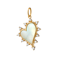 Load image into Gallery viewer, MOTHER OF PEARL HEART NECKLACE WITH DIAMONDS