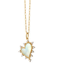 Load image into Gallery viewer, MOTHER OF PEARL HEART NECKLACE WITH DIAMONDS