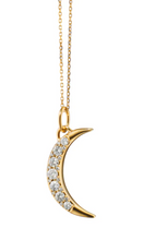 Load image into Gallery viewer, DIAMOND MOON CHARM NECKLACE