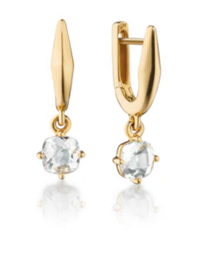 18K GOLD “POINTS NORTH” EARRING WITH ROCK CRYSTAL