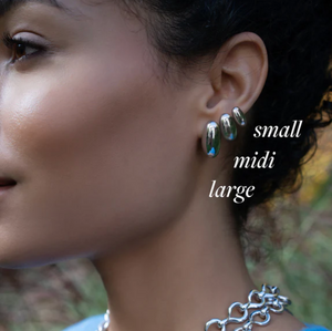 STERLING SILVER SMALL PERSEVERANCE HUGGIE EARRINGS