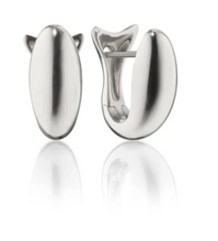 Load image into Gallery viewer, STERLING SILVER MIDI PERSEVERANCE SCULPTURAL FISH HUGGIE EARRINGS