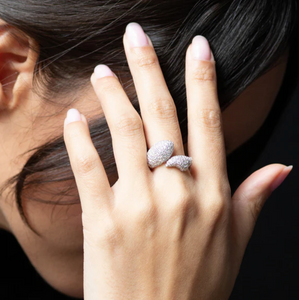 “PERSEVERANCE” FISH PAVE SAPPHIRE STERLING SILVER RING