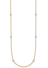 Load image into Gallery viewer, 14kt Two tone Diamond Station Necklace, 16 In