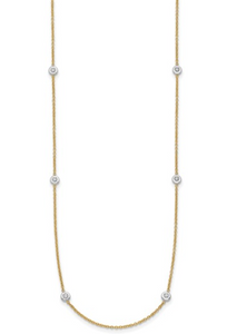 14kt Two tone Diamond Station Necklace, 16 In