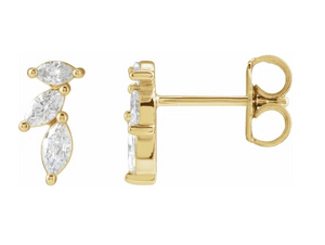 14K Yellow Natural Diamond Nature-Inspired Earring