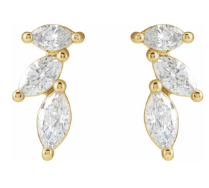 14K Yellow Natural Diamond Nature-Inspired Earring