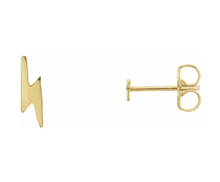 Load image into Gallery viewer, 14K Yellow Lightning Bolt Earrings