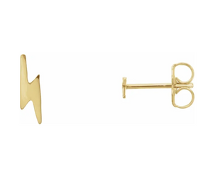 14K Yellow Lightning Bolt Earrings