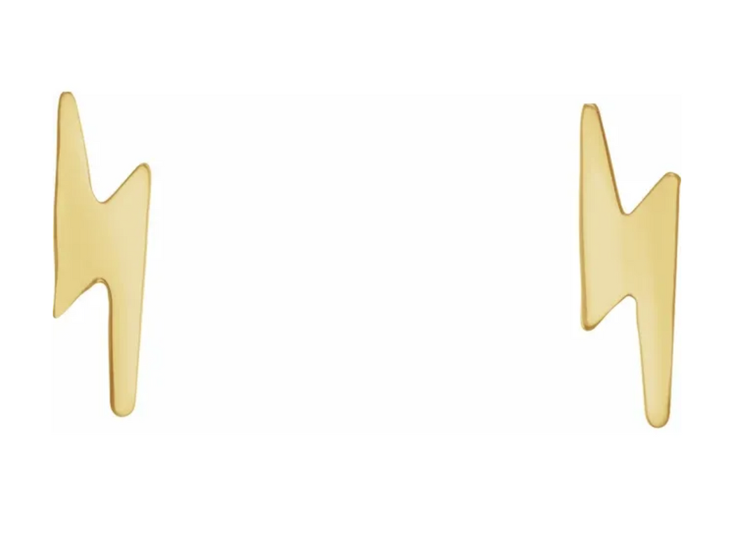 14K Yellow Lightning Bolt Earrings