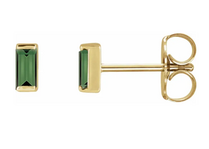 14K Yellow Natural Green Tourmaline Channel-Set Earring