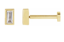 Load image into Gallery viewer, 14K Baguette Diamond Flat Back Stud Earring